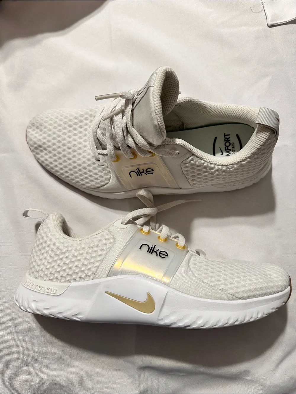 Nike White & Gold Running Sneakers